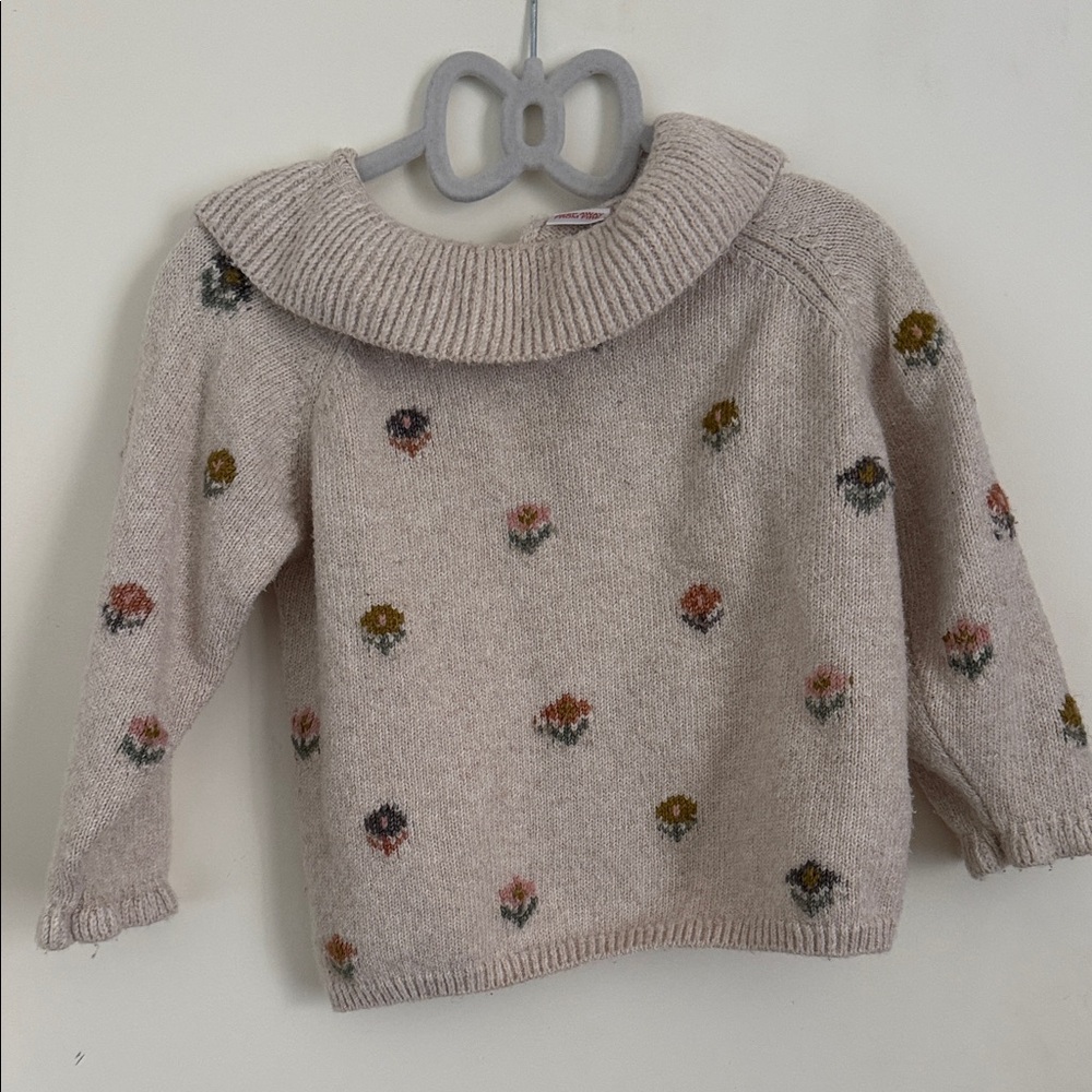 Zara Kids Sweater with Floral Pattern - Cream